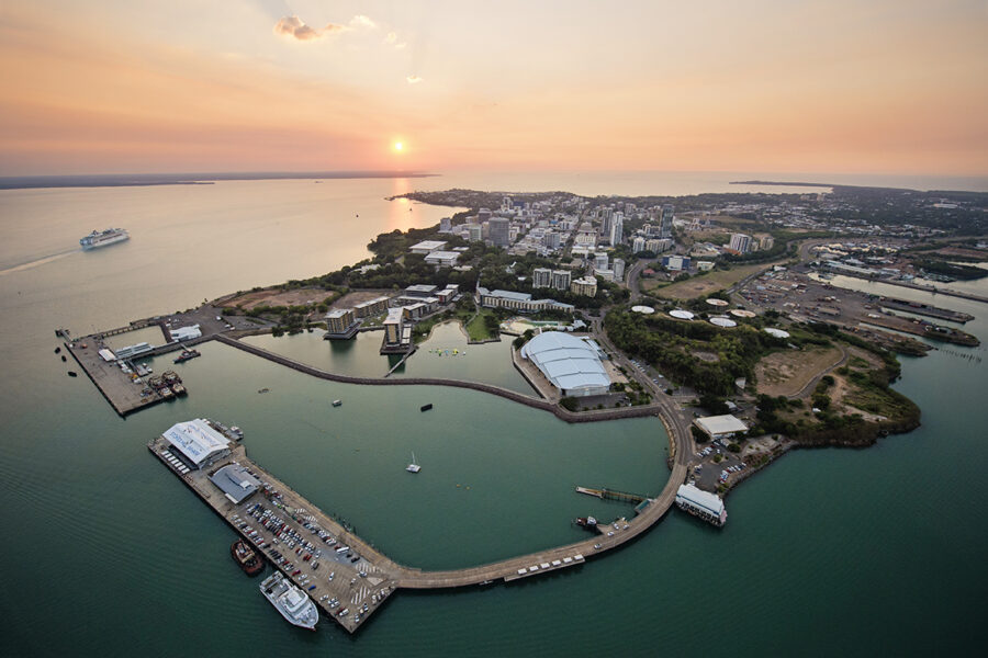 An aerial view of the Darwin Harbour for join us in Darwin for the ESP conference