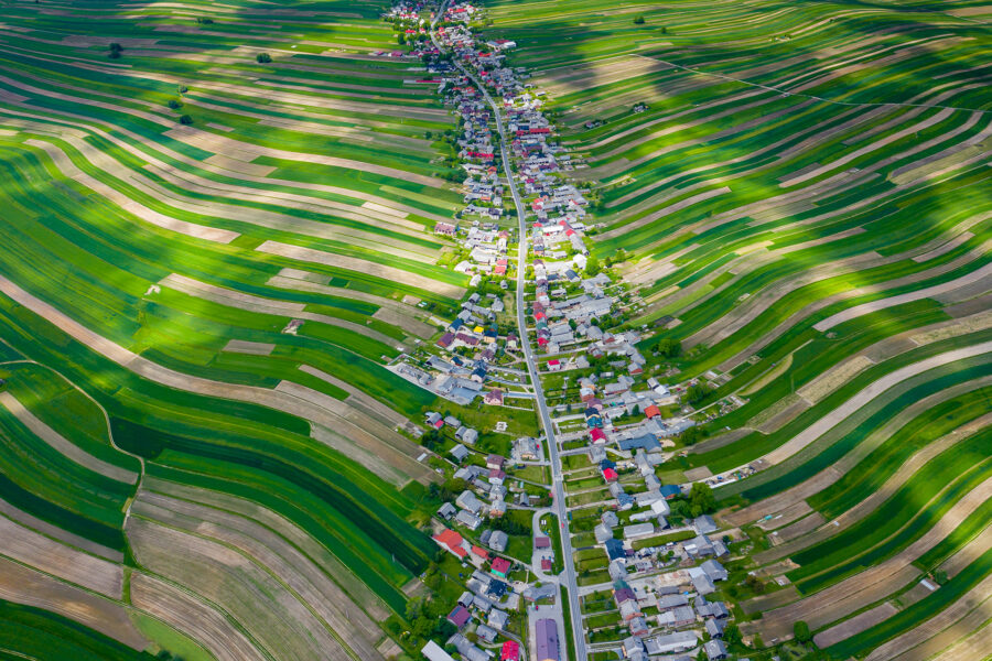 Aerial view of a village in Poland for the post about supporting organisational social licence with effective sustainability reporting