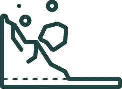 Rocks tumbling down a slope icon, representing nature risk