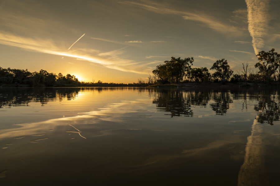 Overlooking the Murray River at sunset.