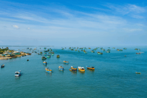 Fishing boats on the ocean in India