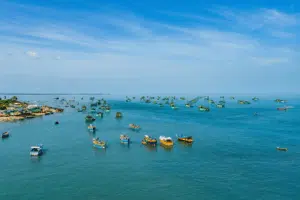 Fishing boats on the ocean in India