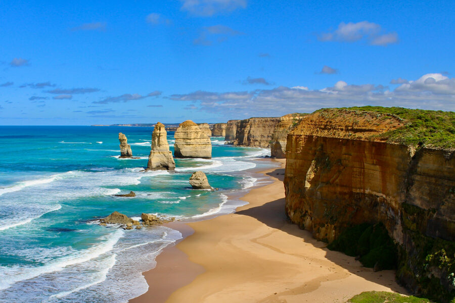 An aerial view of the Twelve Apostles for a nature-positive future for the Great Ocean Road