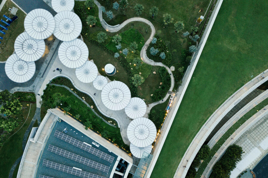 An aerial view of a garden for putting nature on the balance sheet