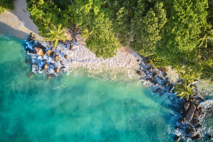 Aerial view of a beach in Bali, Indonesia