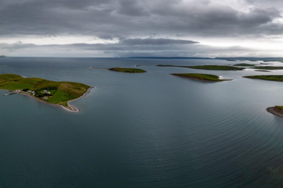 A panoramic view of some of the islands in Clew Bay