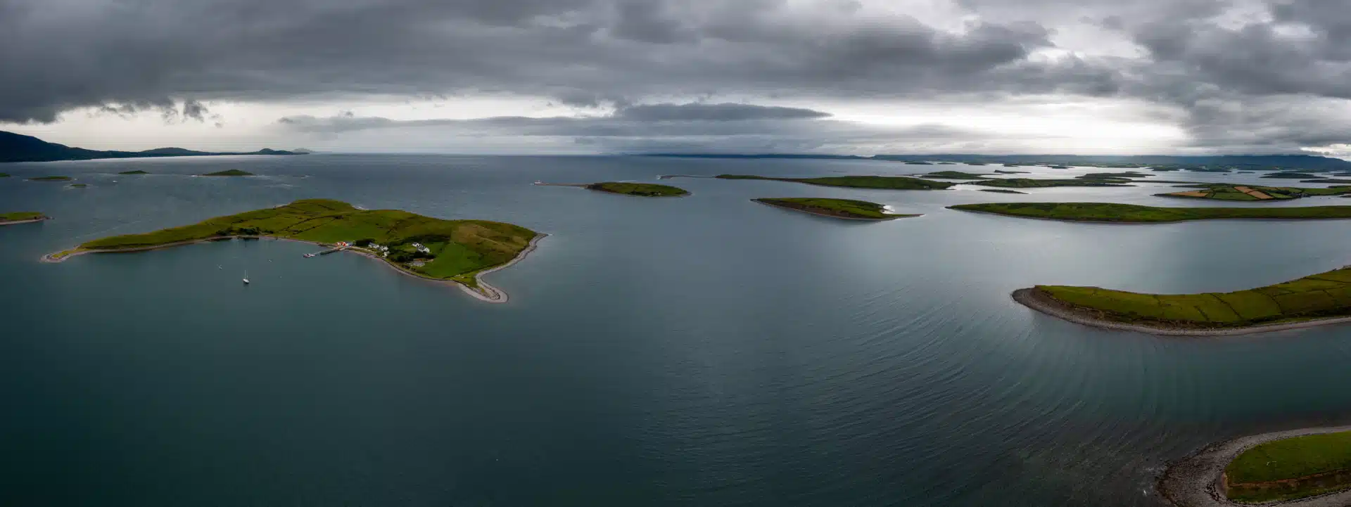 A panoramic view of some of the islands in Clew Bay