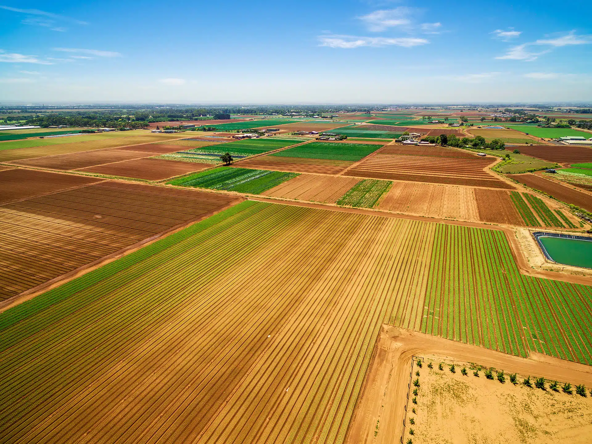 A birds eye view of a patchwork of agricultural fields. Navigating the world of natural capital