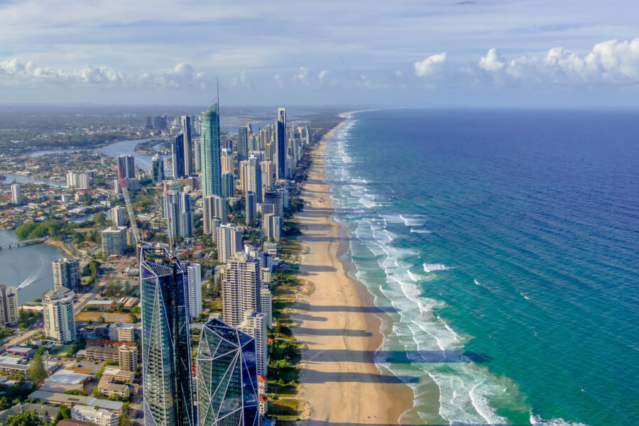 A birds eye view of the Gold Coast in Queensland