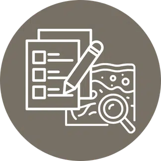Checklist with magnifying glass icon, representing prioritising deeper assessment