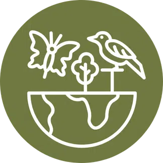 Globe with butterfly, bird and plant icon, representing species density