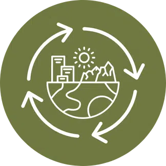 Circular arrows around landscape icon, representing time series change