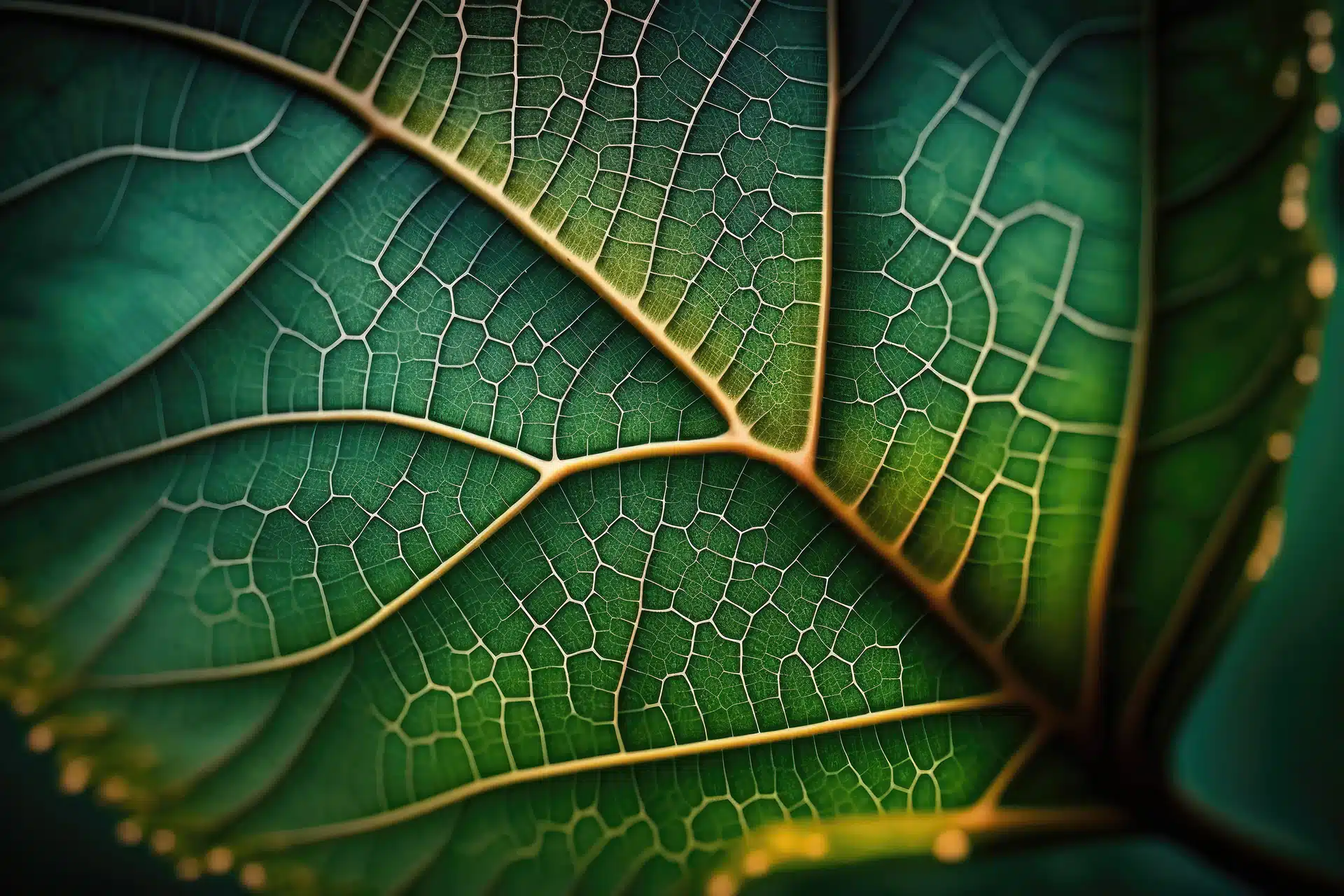 A detailed close up of a leaf showing its veins. Sustainability in the public sector