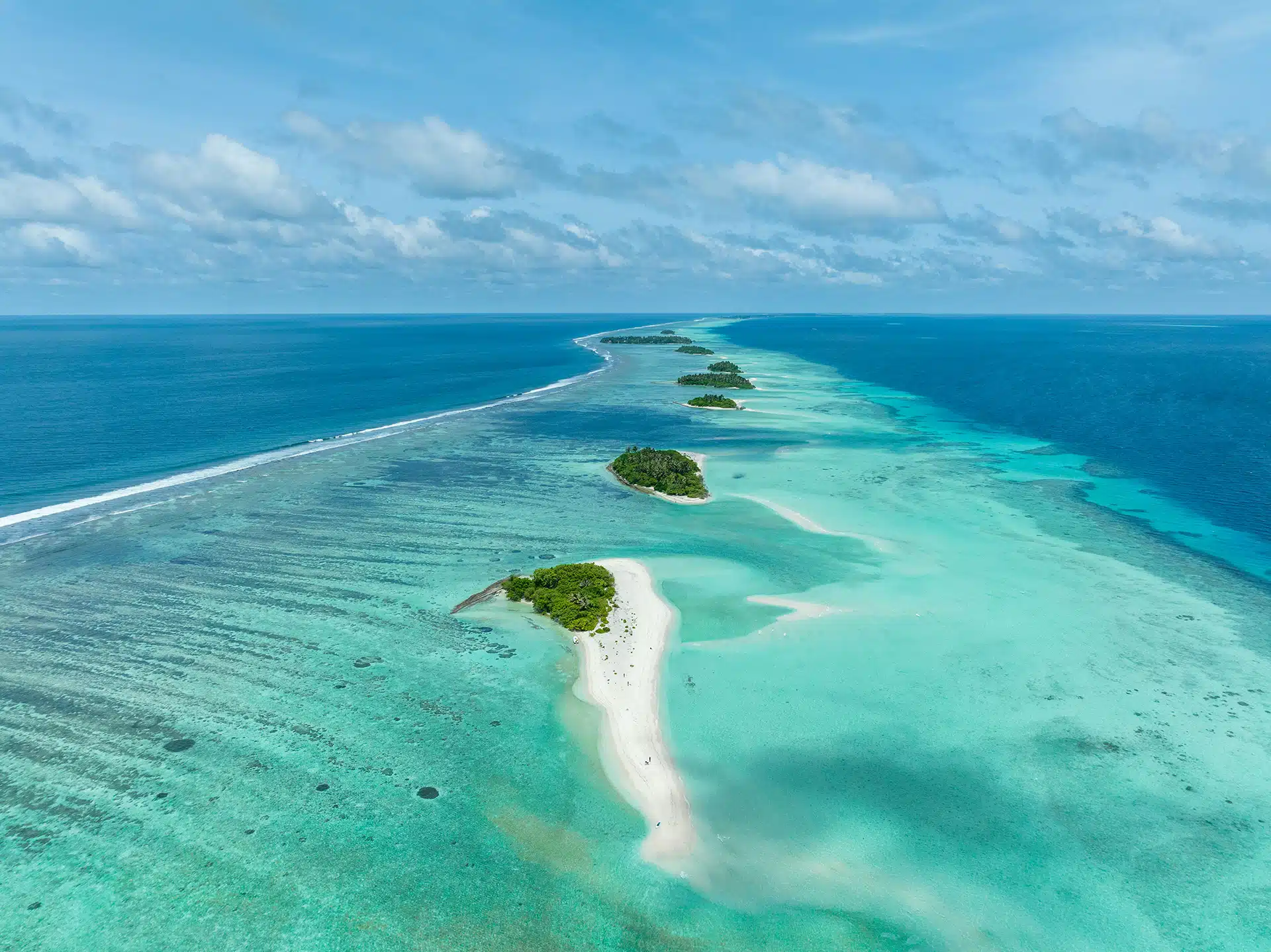 An aerial view of some islands in the Maldives for the post Our ocean, our future: united for urgent action