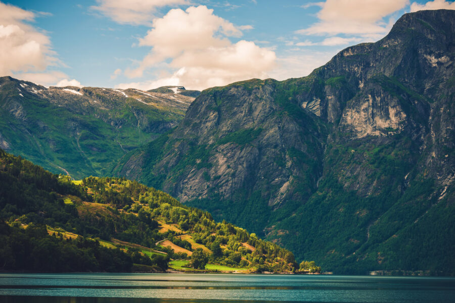 A beautiful scenic view of mountains in Norway