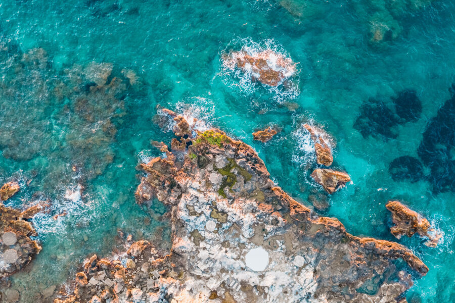 Birds eye view of a rocky coastline