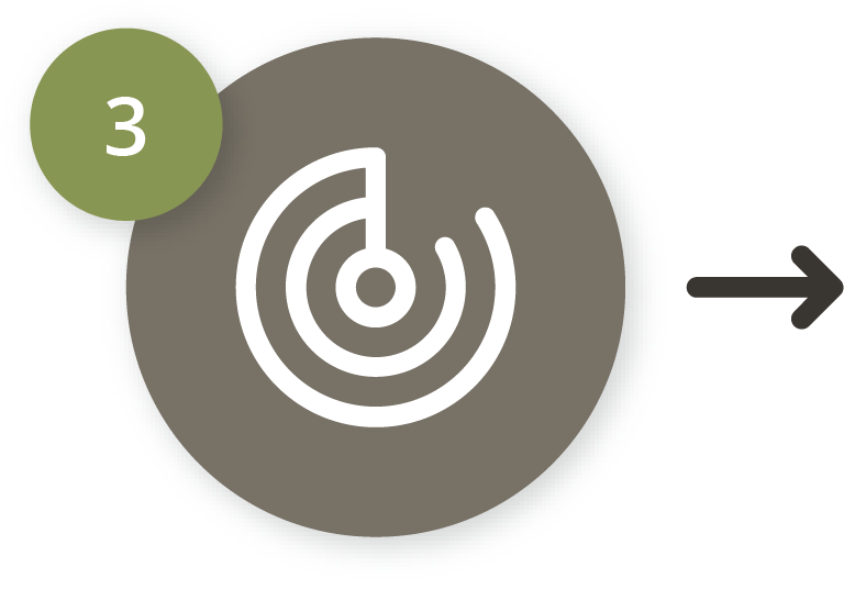 Concentric circles radar icon, representing tracking and monitoring change