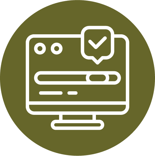 Computer screen with checkmark icon, representing ecosystem condition